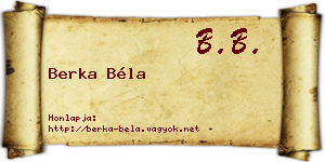 Berka Béla névjegykártya